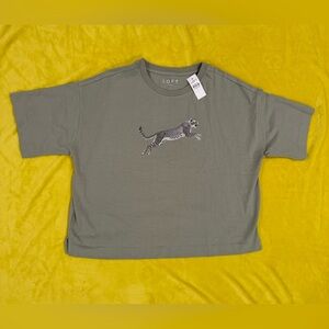 LOFT 100% cotton Leopard Modern Tee | Cropped | Green